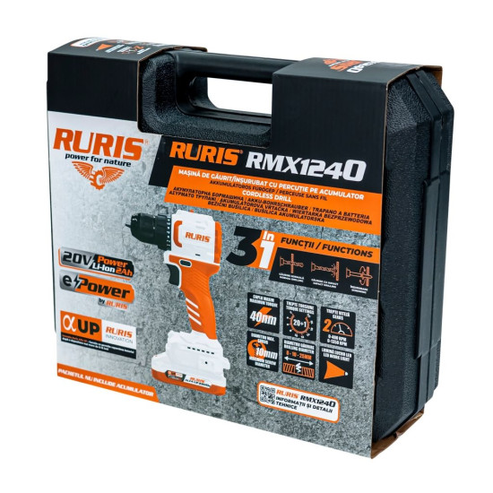 Masina De Gaurit/insurubat Pe Acumulator ruris Cu Lumina Led 2 Viteze Rmx1240